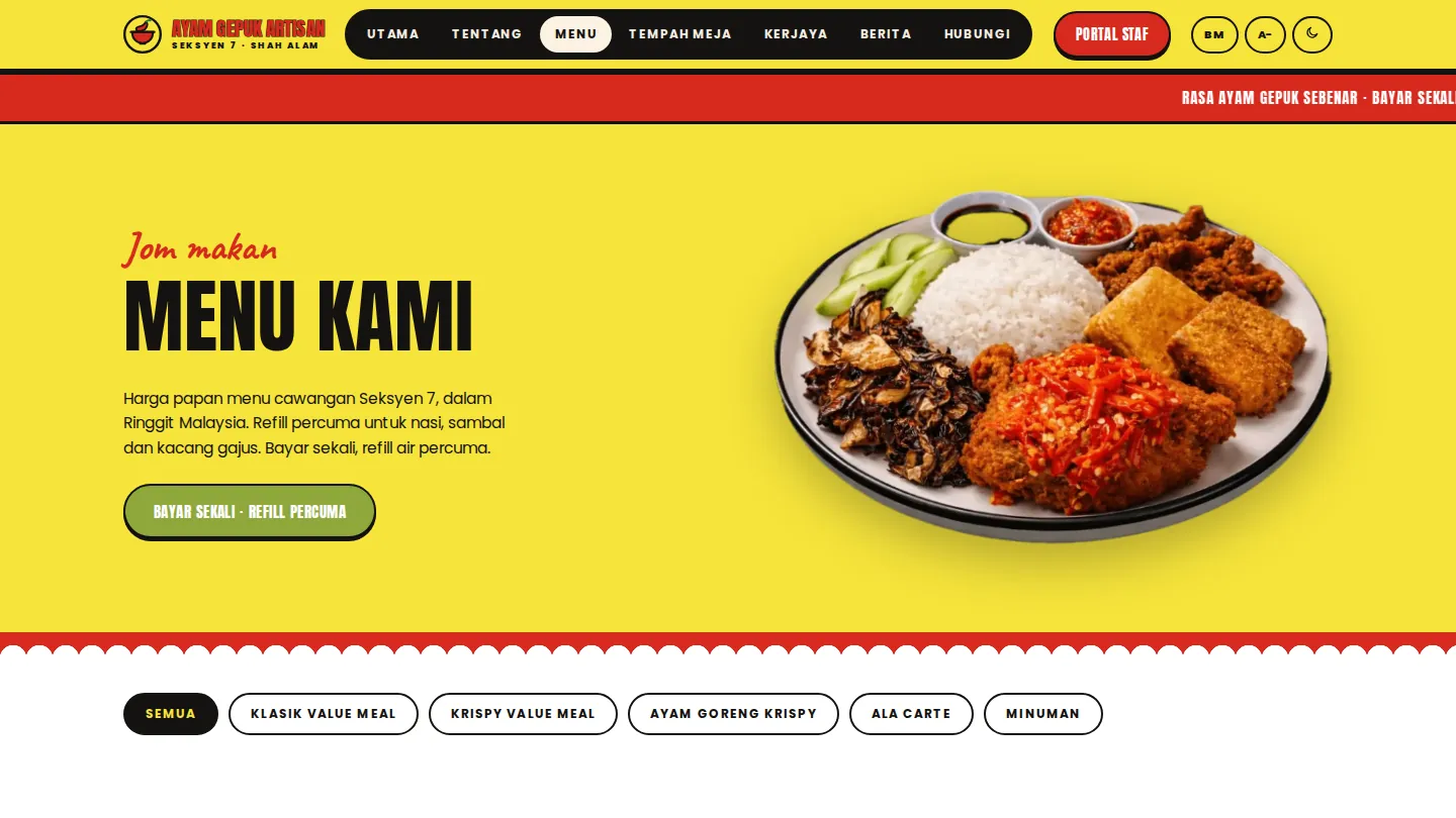 The menu