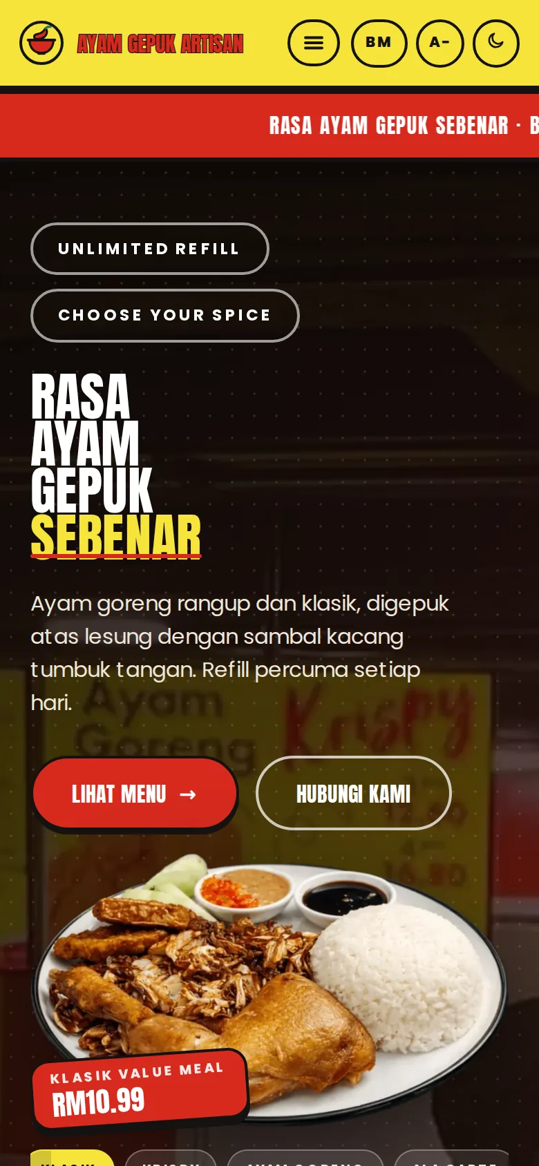 Ayam Gepuk Artisan Seksyen 7 on a phone